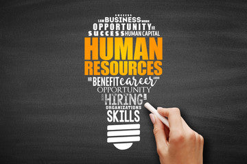 HR - Human Resources light bulb word cloud, business concept background
